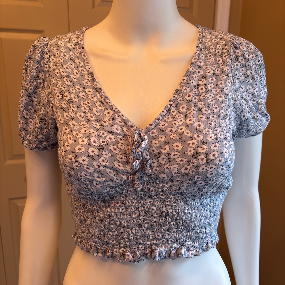 Aeropostale Blue Floral Crop Top